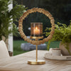 Jenyl Candle Holder | Elegant Round Frame | Gray-Copper Glass | 18"