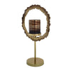 Jenyl Candle Holder | Elegant Round Frame | Gray-Copper Glass | 21"