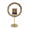 Jenyl Candle Holder | Elegant Round Frame | Gray-Copper Glass | 21"