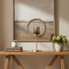 Jenyl Candle Holder | Elegant Round Frame | Gray-Copper Glass | 21"