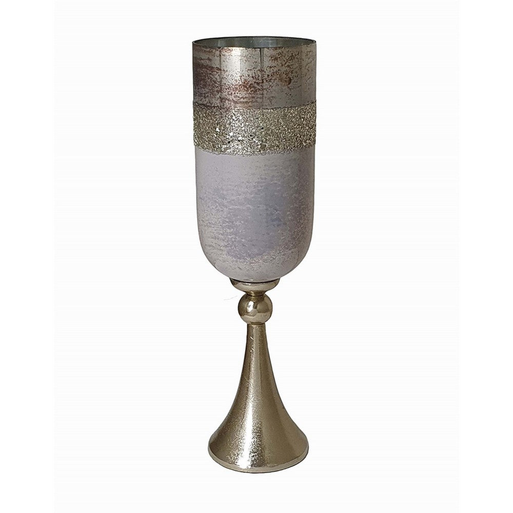 Fizi Decorative Vase | Traditional Flared Base | Gray Cylindrical Glass 22"