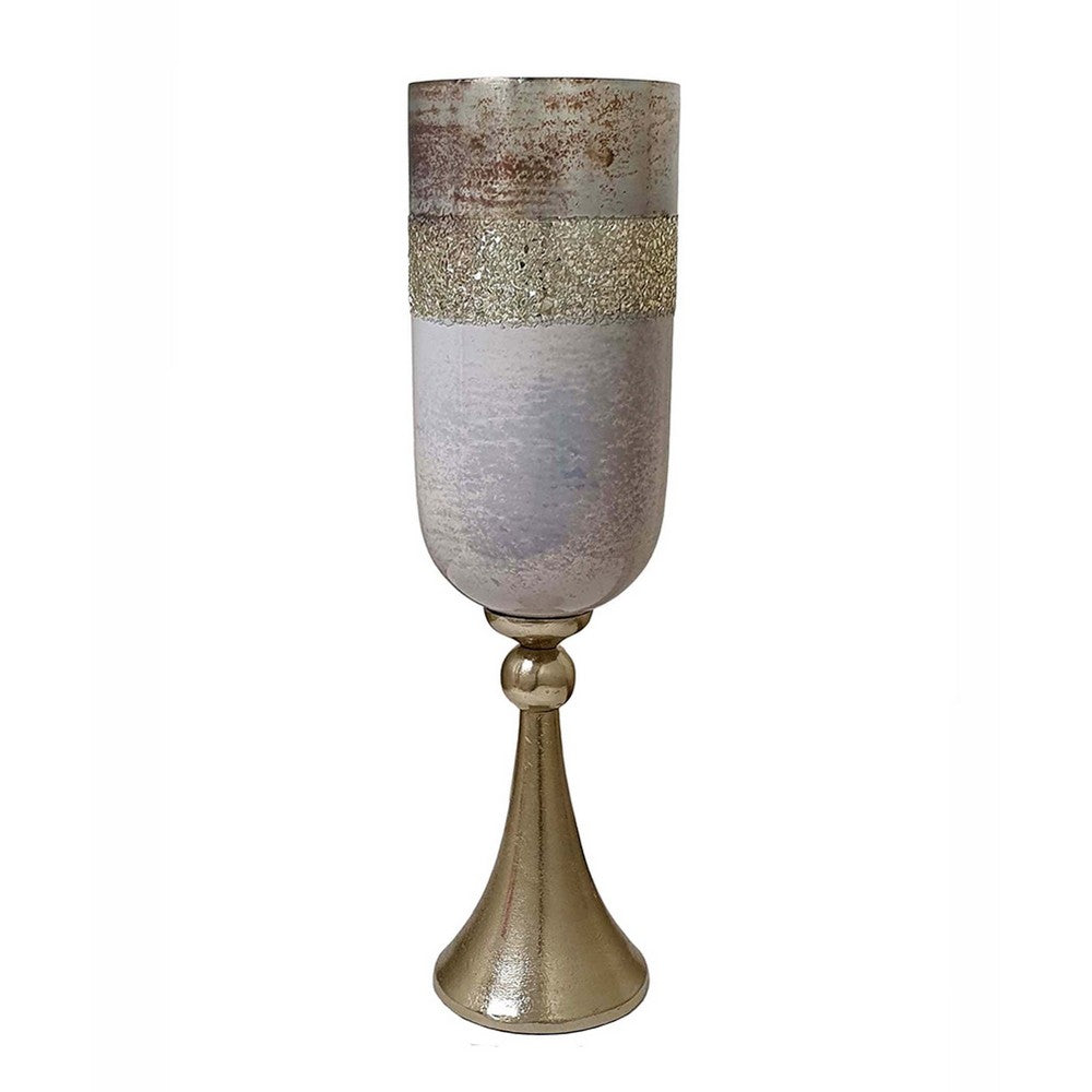 Fizi Decorative Vase | Traditional Flared Base | Gray Cylindrical Glass 22"
