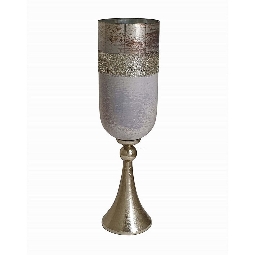 Fizi Decorative Vase | Traditional Flared Base | Gray Cylindrical Glass 22"