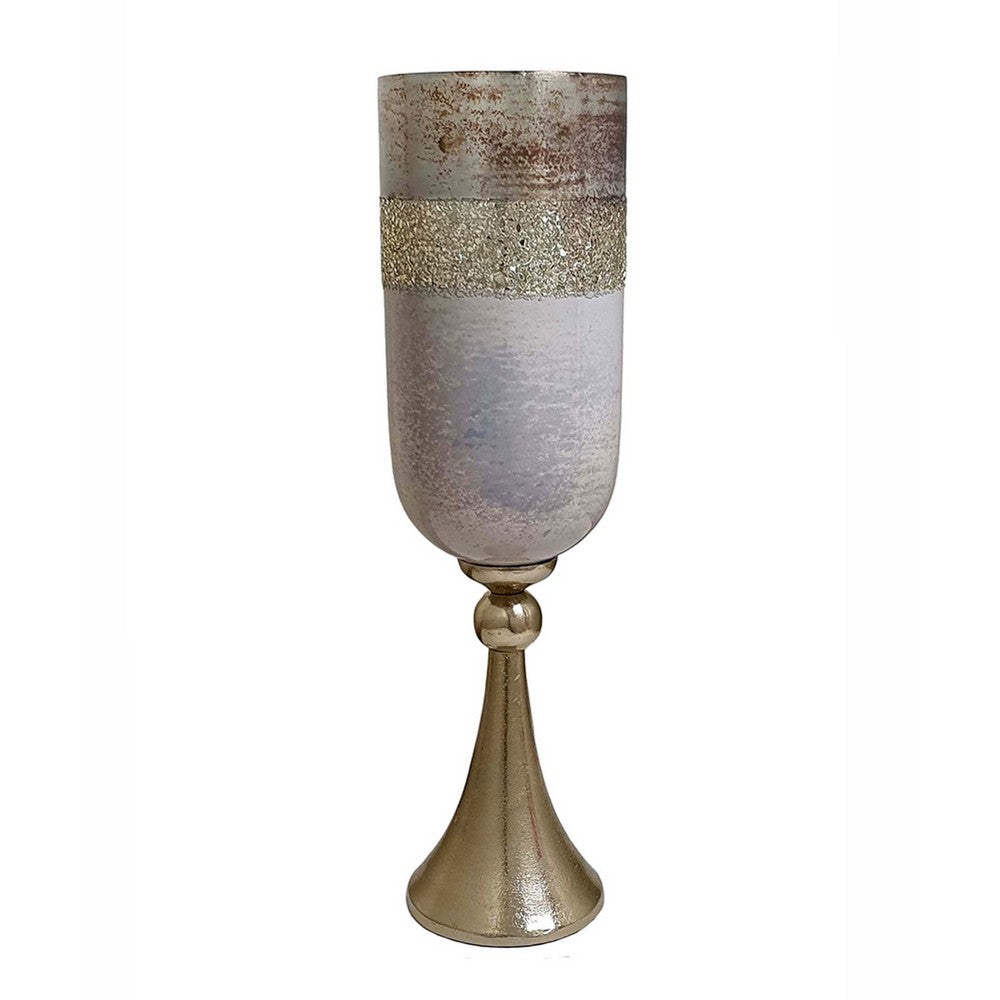 Fizi Decorative Vase | Traditional Flared Base | Gray Cylindrical Glass 22"