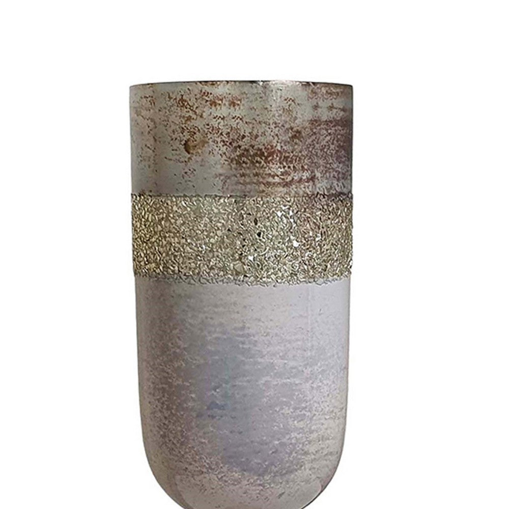 Fizi Decorative Vase | Traditional Flared Base | Gray Cylindrical Glass 22"