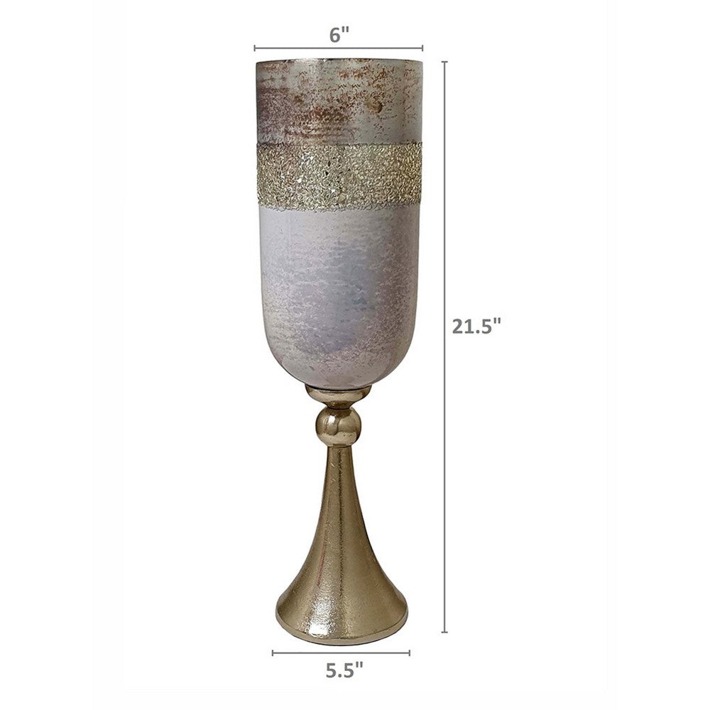 Fizi Decorative Vase | Traditional Flared Base | Gray Cylindrical Glass 22"