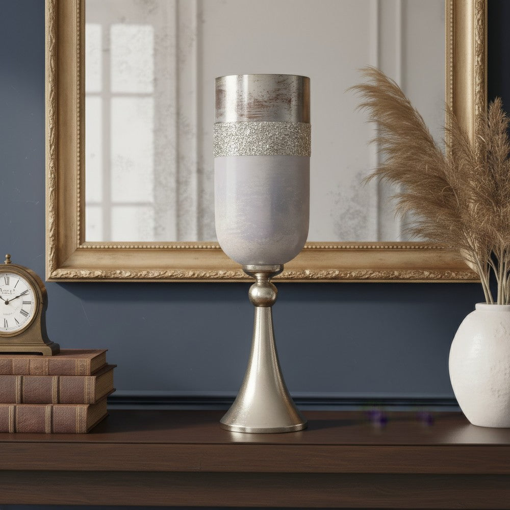 Fizi Decorative Vase | Traditional Flared Base | Gray Cylindrical Glass 22"