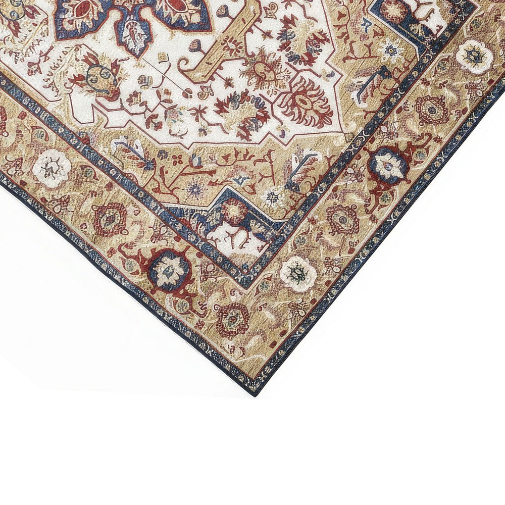 Hano 6x9 Large Area Rug | Vintage Blue Gold Bohemian Persian Style