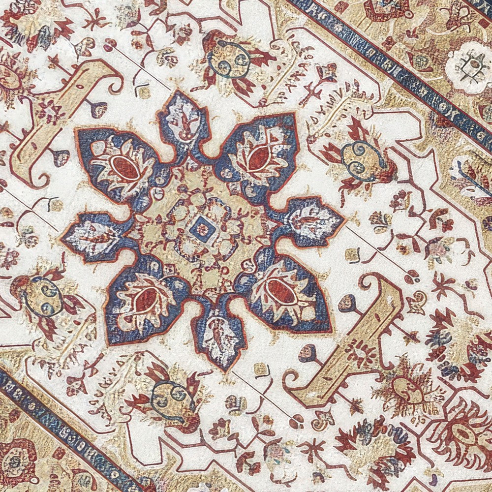 Hano 6x9 Large Area Rug | Vintage Blue Gold Bohemian Persian Style