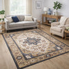 Hano 6x9 Large Area Rug | Vintage Blue Gold Bohemian Persian Style