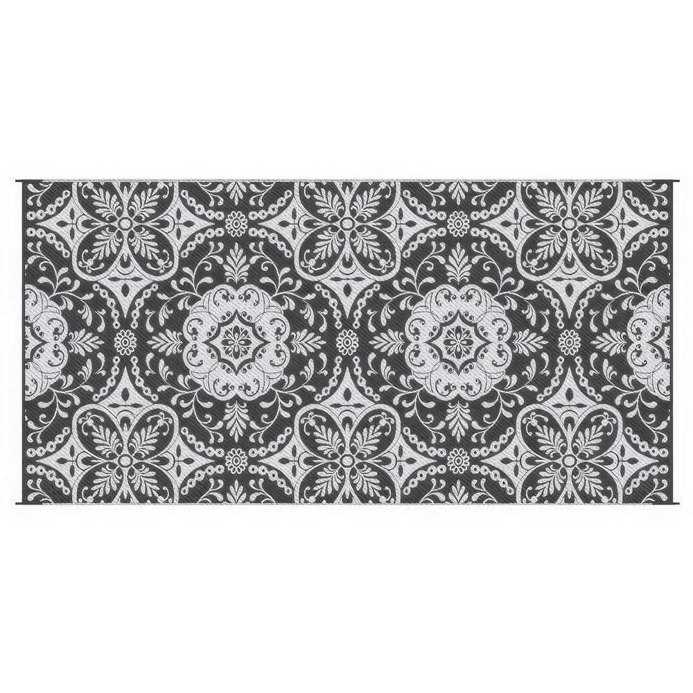 9x18 Outdoor Rug | Camping & Picnic Reversible Rug in a Bag | Gray White