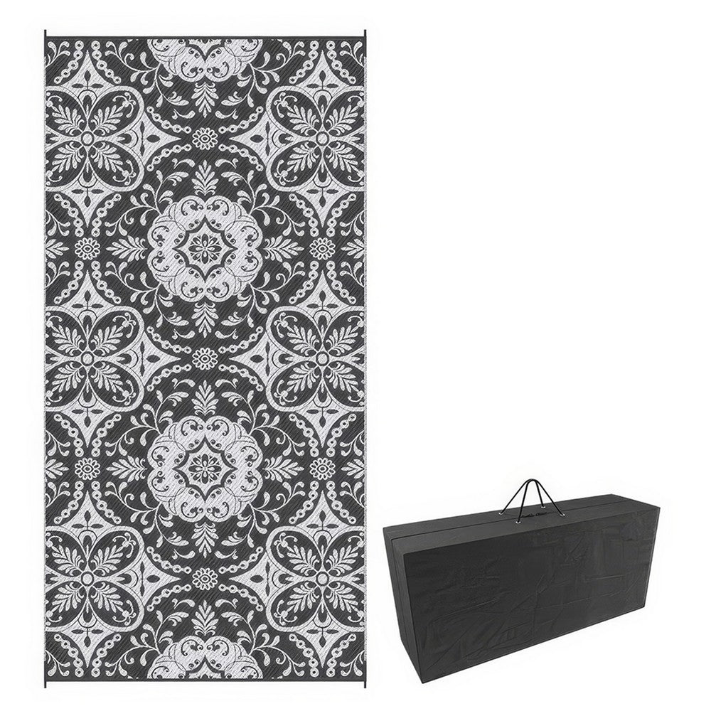 9x18 Outdoor Rug | Camping & Picnic Reversible Rug in a Bag | Gray White