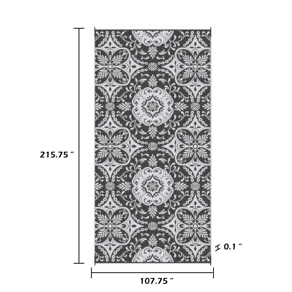 9x18 Outdoor Rug | Camping & Picnic Reversible Rug in a Bag | Gray White