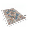 5x7 Medium Area Rug | Vintage Blue Yellow Persian Floral Pattern