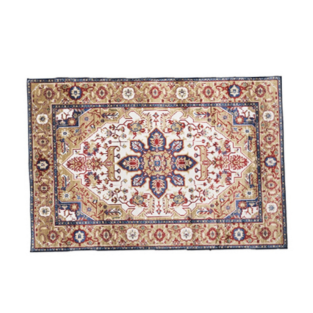 Hano 5x7 Medium Area Rug | Vintage Blue Gold Bohemian Persian Style