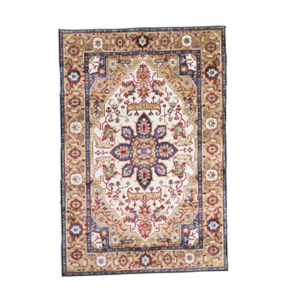 Hano 5x7 Medium Area Rug | Vintage Blue Gold Bohemian Persian Style