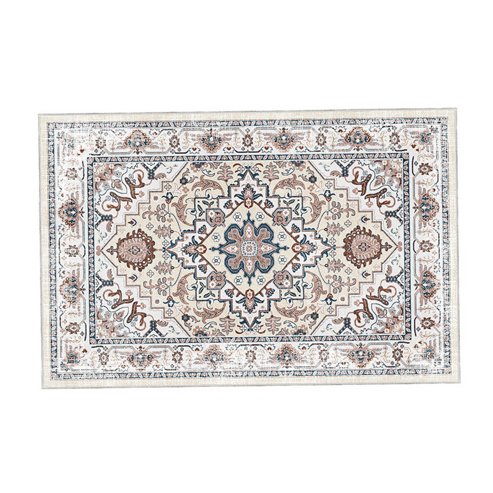 5x7 Medium Area Rug | Orange Yellow Vintage Persian Floral Pattern