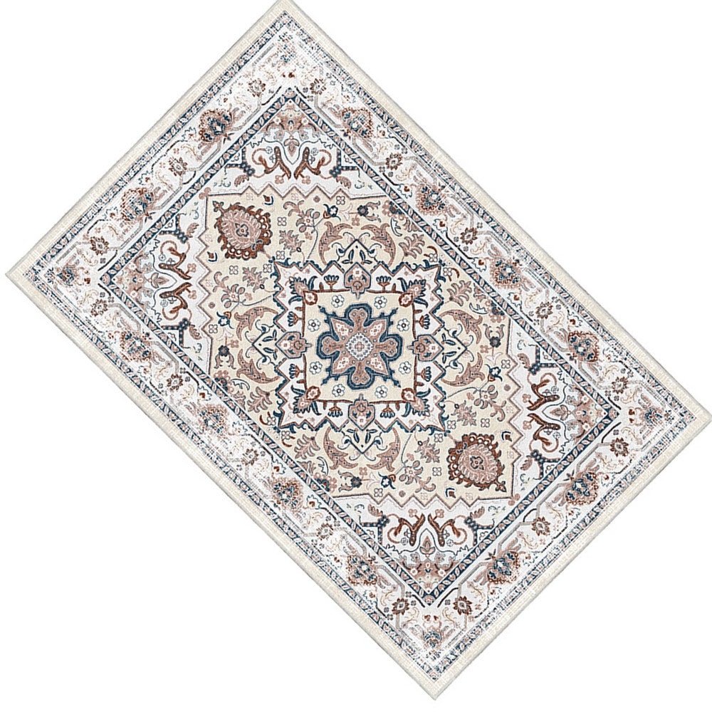 5x7 Medium Area Rug | Orange Yellow Vintage Persian Floral Pattern