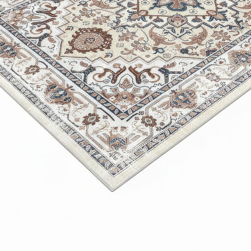 5x7 Medium Area Rug | Orange Yellow Vintage Persian Floral Pattern