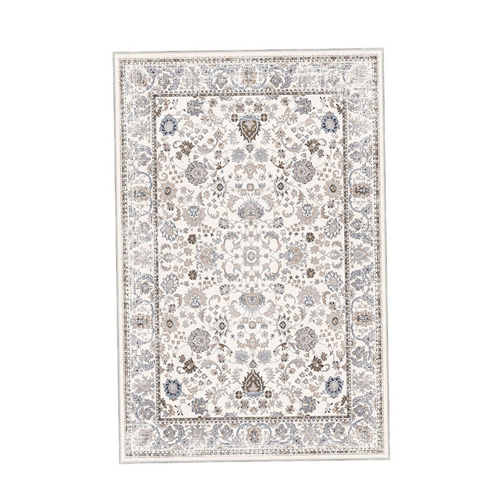 6x9 Medium Area Rug | Light Khaki & Beige Vintage Floral Patterns