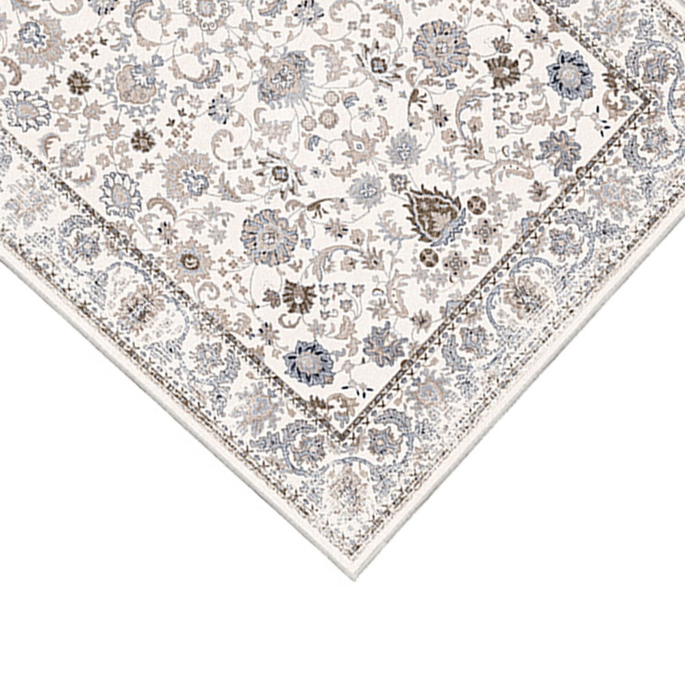 6x9 Medium Area Rug | Light Khaki & Beige Vintage Floral Patterns