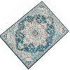 5x7 Retro Medium Area Rug | Beige Blue Vintage Persian Floral Pattern