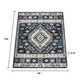 Jena 8x10 Extra Large Area Rug | Persian Geometric Design | Black Blue