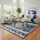 Jena 8x10 Extra Large Area Rug | Persian Geometric Design | Black Blue