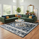Jena 8x10 Extra Large Area Rug | Persian Geometric Design | Black Blue