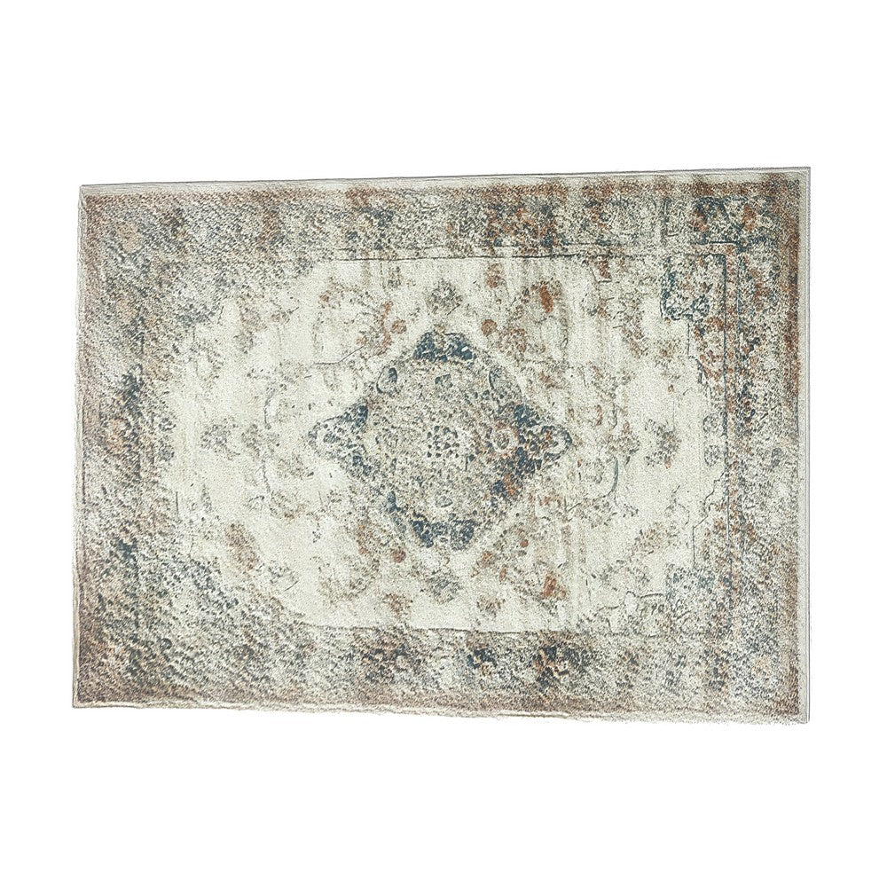 5x7 Classic Medium Area Rug | Blue Yellow Vintage Persian Floral Pattern
