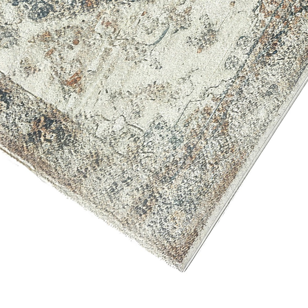 5x7 Classic Medium Area Rug | Blue Yellow Vintage Persian Floral Pattern
