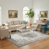 5x7 Vintage Medium Area Rug | Antique Brassy White Persian Floral Pattern