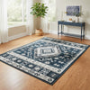 Jena 6x9 Large Area Rug | Persian Geometric Design | Modern Retro Black Blue