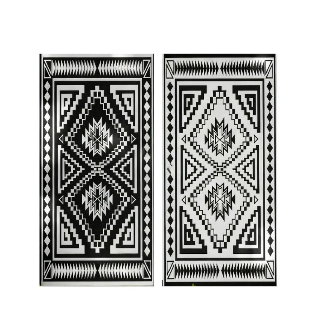Lema 9x18 Ultra Large Area Outdoor Rug with Carrying Bag | Black & White
