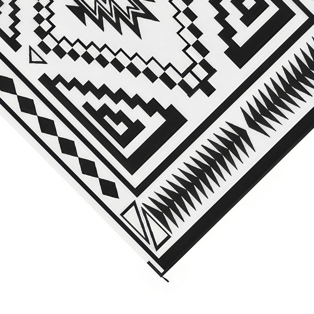 Lema 9x18 Ultra Large Area Outdoor Rug with Carrying Bag | Black & White