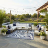Lema 9x18 Ultra Large Area Patio Rug with Carrying Bag | Blue & White