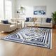 Lema 9x18 Ultra Large Area Patio Rug with Carrying Bag | Blue & White