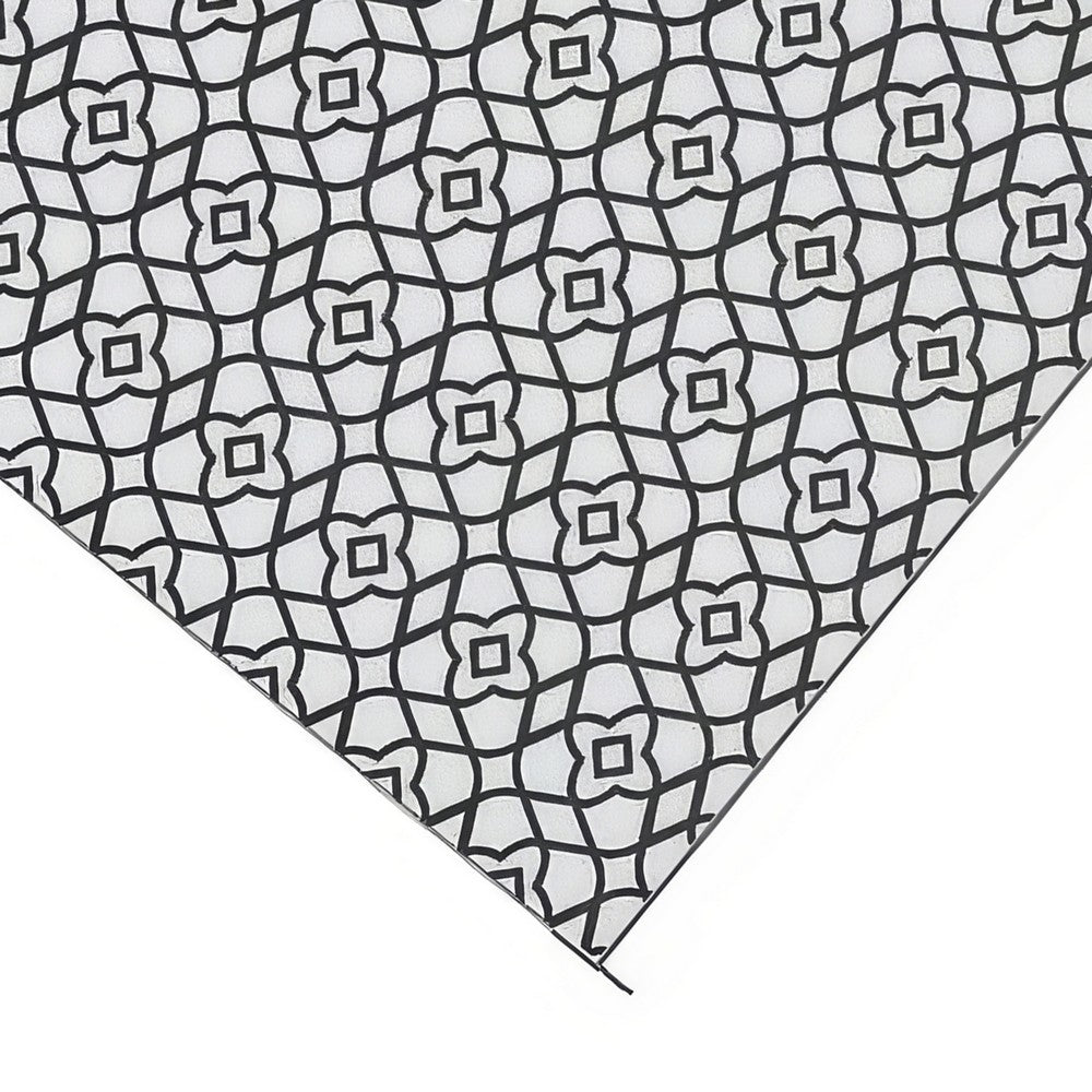 9x18 Ultra Large Outdoor Rug | Black & White Reversible Clover Pattern