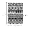 Mez 6x9 Medium Outdoor Rug | Black White Bohemian Geometric Pattern w Bag