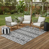 Mez 6x9 Medium Outdoor Rug | Black White Bohemian Geometric Pattern w Bag
