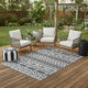 Mez 6x9 Medium Outdoor Rug | Black White Bohemian Geometric Pattern w Bag