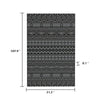 Mez 6x9 Medium Area Outdoor Rug | Black Gray Bohemian Geometric Pattern