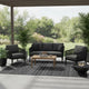Mez 6x9 Medium Area Outdoor Rug | Black Gray Bohemian Geometric Pattern