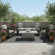 Mez 6x9 Medium Area Outdoor Rug | Black Gray Bohemian Geometric Pattern