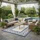8x10 Large Area Outdoor Rug with Carrying Bag | Blue White Gourd Border