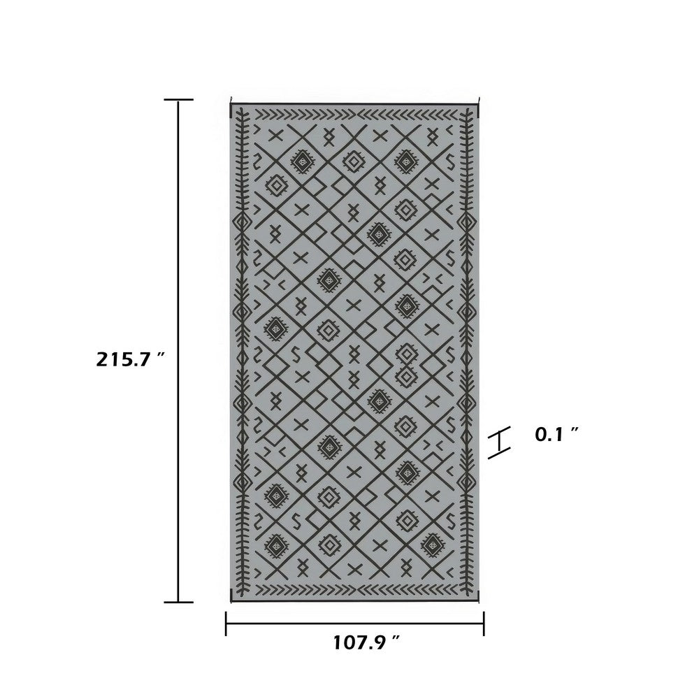 Kexy 9x18 Ultra Large Outdoor Rug with Carrying Bag | Black Gray Geometric