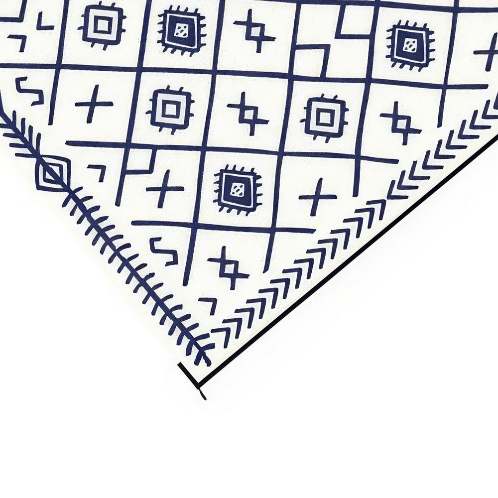 Kexy 9x18 Ultra Large Outdoor Rug with Carrying Bag | Blue White Geometric