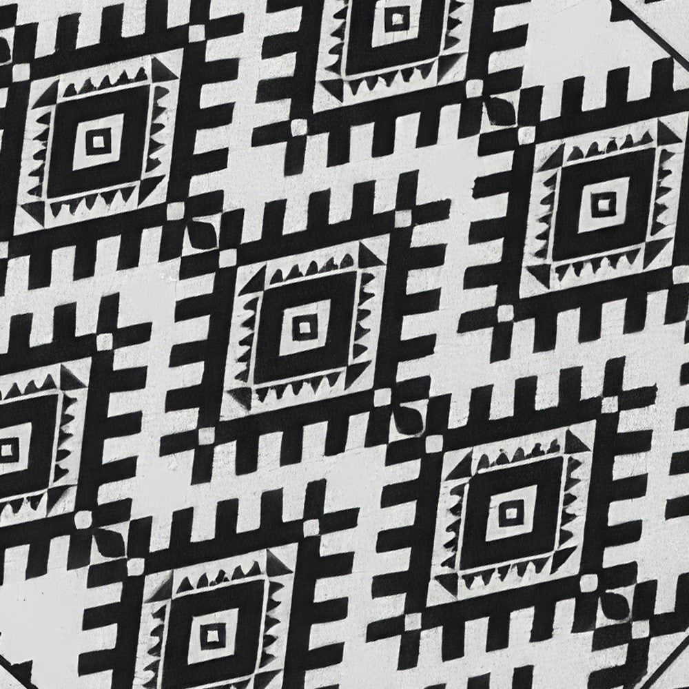 Elyz XL Outdoor Area Rug | Black & White Tribal Design | 9x18 Waterproof
