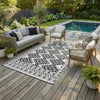 Elyz XL Outdoor Area Rug | Black & White Tribal Design | 9x18 Waterproof