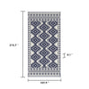 Elyz XL Outdoor Area Rug | Blue & White Tribal Design | 9x18 Weatherproof